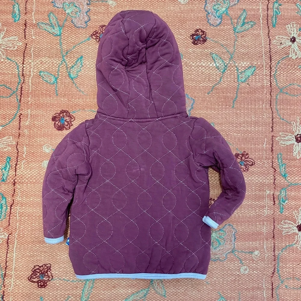 Kickee Pants Quilted Zip Up Jacket with sherpa lined Hoodie